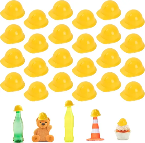 Vista 7 de Miniature Construction Hat 25Pcs, Mini Construction Doll Hats Plastic Miniature Bottle Topper Hats for Party