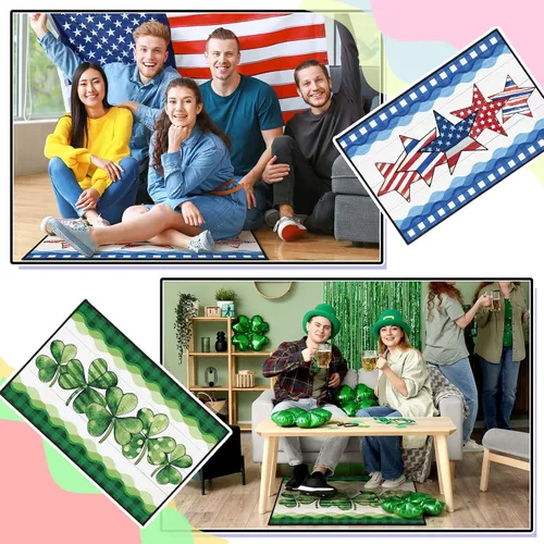 Vista 4 de Drydiet Tapete de gnomo de verano, 6 unidades, diseño de girasol, tapete de bienvenida de primavera para 4 de julio, gnomo patriótico, decorativo