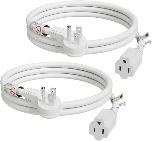 Vista 10 de FIRMERST 1875W Flat Plug Extension Cord 3 Feet 14 AWG 15A Black, UL Listed Negro