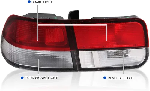 Vista 3 de SPEC-D TUNING Luces traseras de lente roja transparente compatibles con Honda Civic Coupe 1996-2000 de 2 puertas, conjunto de par izquierdo + derecho