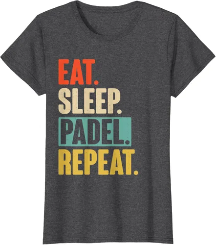 Vista 7 de Eat Sleep Padel Repeat - Camiseta de pádel retro vintage, Negro