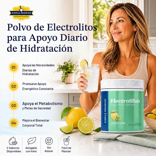 Vista 2 de ElectroSlim - Polvo de electrolitos Keto para hombres y mujeres, sabor limón y lima