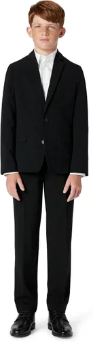 Vista 6 de Calvin Klein Pantalón de vestir bi-stretch de frente lisa para niño, ajuste recto, con presillas para cinturón y bolsillos delanteros Negro