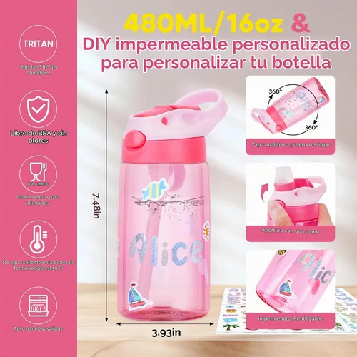 Vista 5 de JYPS - Caja de almuerzo estilo bento con diseño de unicornio para niños con bolsa de almuerzo aislada, juego de lonchera con botella de agua