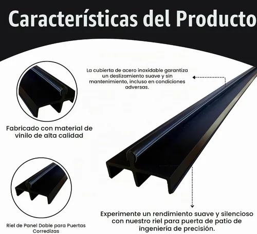 Vista 3 de KC Hardware - Riel de puerta corrediza de vinilo de alta calidad con cubierta de acero inoxidable, ideal para puertas de vidrio y mosquitera Negro