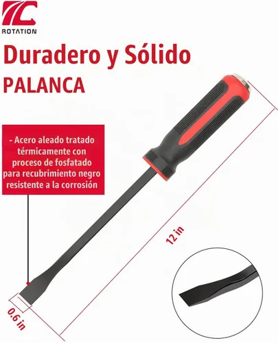 Vista 2 de ROTATION Punta de palanca de 12 pulgadas para levantar y hacer palanca 1PC Rojo
