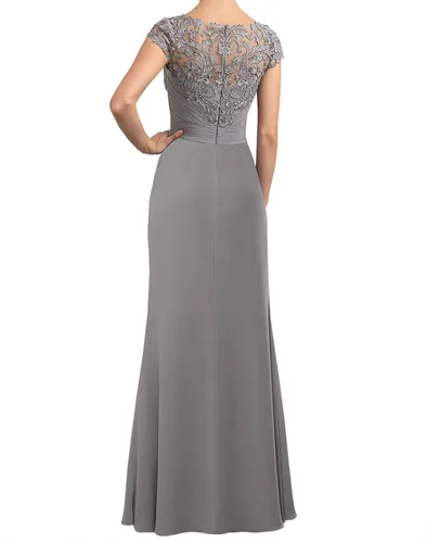Vista 3 de Mother of The Bride Dress Cap Sleeve Long Party Dresses Women's Scoop Neck Prom Dresses Formal Gowns