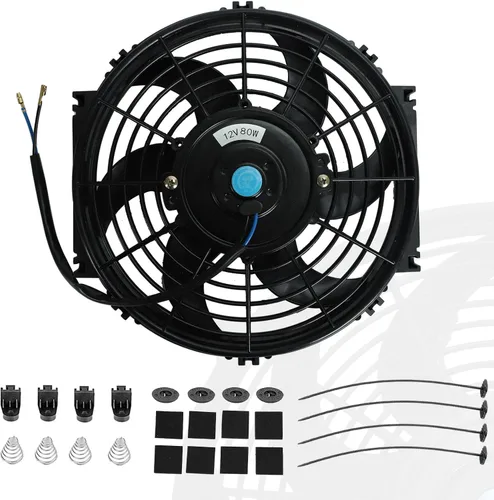 Vista 13 de 7 "pulgadas universal delgado ventilador push pull radiador eléctrico refrigeración 12V kit de montaje negro