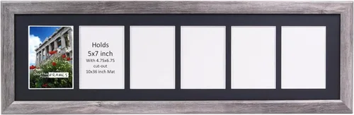 Vista 54 de Creative Picture Frames Marco de Fotos Negro con 2 Aberturas de Vidrio que Contiene Fotografías de 5 por 7 Pulgadas con Paspartú Negro de 10X12