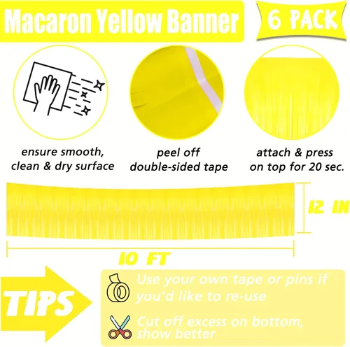Vista 2 de Paquete de 6 guirnaldas de flecos de papel de aluminio de 10 pies, pancarta metálica de oropel para colgar en la pared, cortinas de fondo