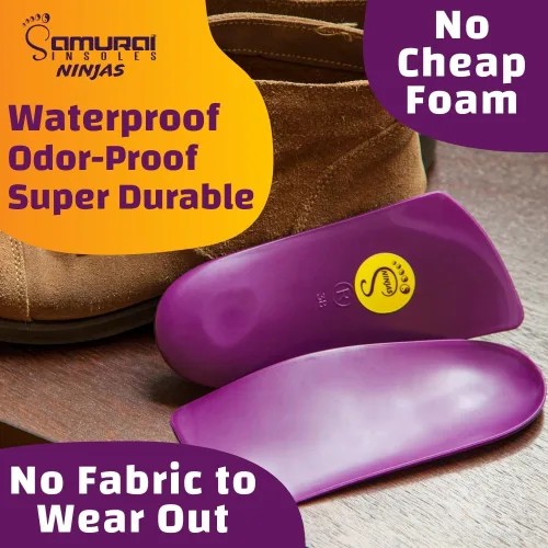 Vista 5 de Samurai Plantillas Ninjas con soporte para arco para zapatos, fascitis plantar, pies planos, alivio de espinillas para mujeres y hombres, alivio