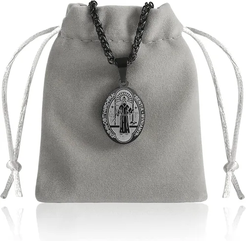 Vista 7 de RS Collar con medalla de San Miguel, Cristóbal, JudeBenedictoJoséAntonio, para hombres, 24 en regalos religiosos
