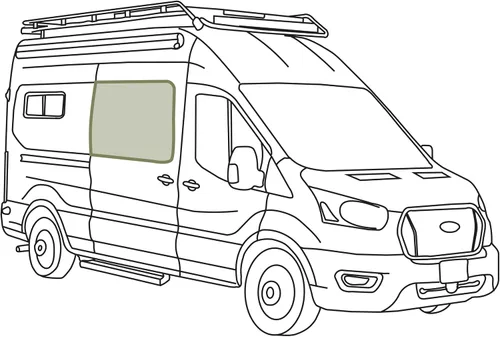 Vista 43 de Cubierta opaca aislante para ventana diseñada para Ford Transit alto/medio, borde de plástico completo de 130 pulgadas de longitud, ventana trasera