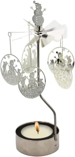 Vista 8 de Portavelas giratorio (metal, tamaño pequeño) Regalo pequeño (reno de Navidad)