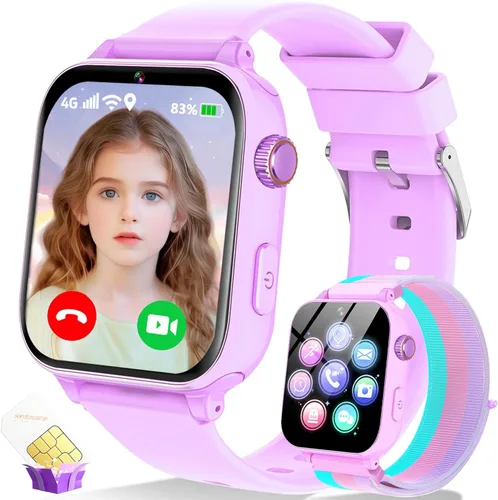 Vista 10 de Reloj inteligente 4G para niños, reloj inteligente para niños y niñas de 4 a 12 años con llamadas, SOS, controles parentales, juegos, cámara