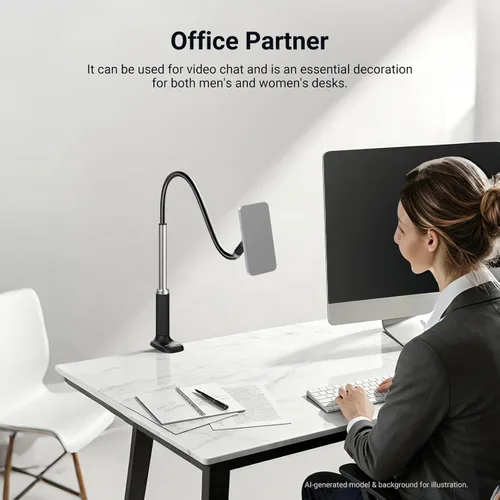 Vista 4 de NEEWER Basics - Soporte magnético para teléfono para escritorio, mesa superior de 360°, soporte para teléfono celular, soporte de abrazadera