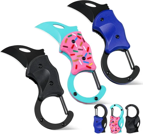 Vista 23 de FUNBRO Cuchillo de bolsillo pequeño, cortador de caja fría con hoja afilada de 1.34 pulgadas 1 paquete ámbar