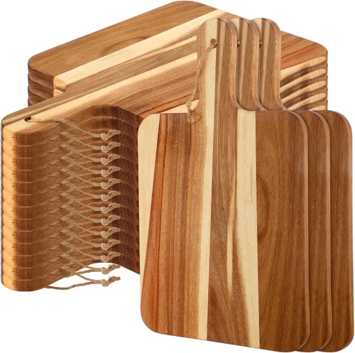 Vista 8 de Geetery 16 Piezas Tablas de Cortar de Madera de Acacia a Granel Tablas de Cortar de Cocina de Madera con Mango Bandeja de Servir Charcutería
