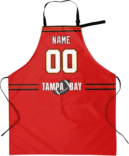 Vista 37 de Delantal con bolsillos, nombre personalizado y número, regalos personalizados para hombres y mujeres fanáticos del fútbol