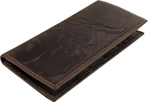 Vista 7 de ELIZO Long Wallets for Men REAL Leather Rodeo Wallet Thin Wallet Slim Wallet RFID Blocking Credit Card Holder Wallet - Whiskey
