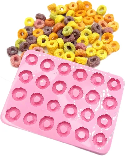 Vista 4 de Molde de silicona para cereales en forma de bucles, molde de 24 cavidades, molde de anillo de fruta para cera derretida, molde de cera NC075
