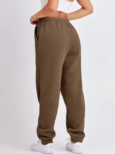 Vista 5 de ANRABESS Pantalones deportivos holgados de forro polar de cintura alta para mujer, pantalones deportivos Y2K para adolescentes y niñas