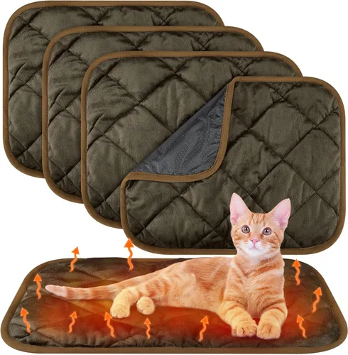 Vista 23 de Paquete de 4 Almohadillas Autocalentables para Gatos, Alfombrilla Autocalentable para Perros que Refleja el Calor Corporal, Almohadilla Térmica Negro