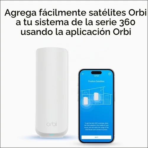 Vista 7 de NETGEAR Orbi 360 Series WiFi 7 Mesh System, satélite adicional