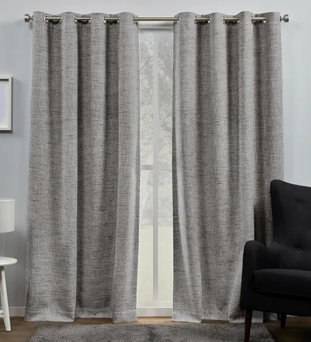 Vista 20 de Exclusive Home Burke - Par de paneles de cortinas 100 % opacas con ojales en la parte superior, 52 x 63 pulgadas, negro, juego de 2