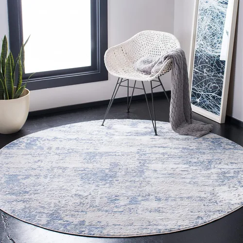 Vista 37 de SAFAVIEH Amelia Collection ALA700A - Alfombra decorativa de 2'2" x 4', diseño moderno abstracto, color marfil y azul, no desprende pelusa y de fácil