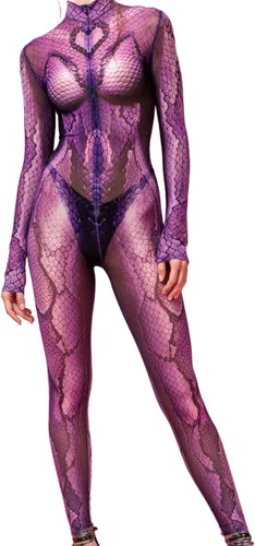 Vista 16 de Enterizo ajustado unisex para adultos, con estampado 3D en 3D de cuello alto, overol tipo unitardo Naranja Negro-1033