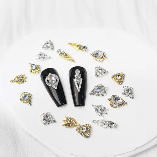 Vista 3 de 20 dijes de diamantes de imitación 3D para uñas de aleación para uñas acrílicas, parte trasera plana, gemas de cristal de cristal, tachuelas