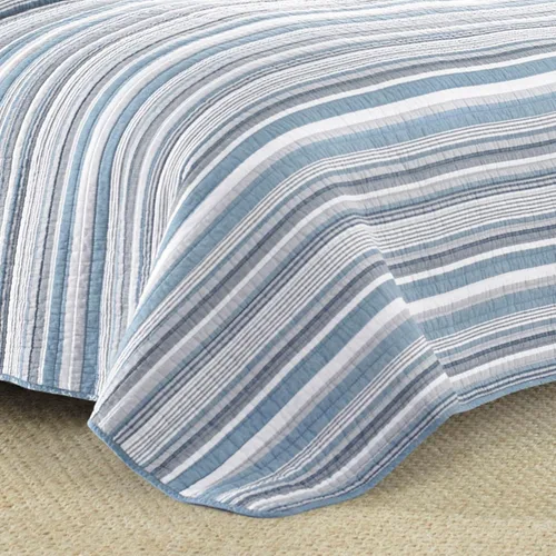 Vista 8 de Nautica - Juego de edredón Twin, ropa de cama de algodón suave y transpirable con sensación de peso medio, juego de cama reversible de 2 piezas