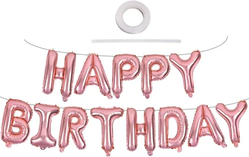 Vista 67 de TONIFUL Pancarta de Globos Negros de Feliz Cumpleaños de 16 Pulgadas con Letras de Papel de Aluminio Mylar, Cartel Banderín Reutilizable