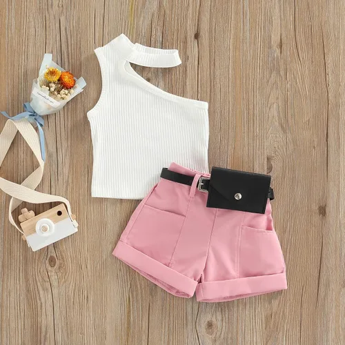Vista 153 de TheFound Trajes de verano para niñas pequeñas, sin mangas, de punto acanalado, halter, pantalones cortos, ropa para recién nacidos, conjunto de 3