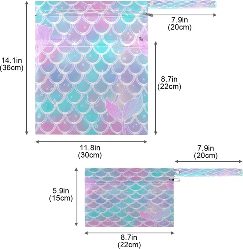 Vista 3 de Blueangle Funny Fishes - Bolsa para pañales de tela, traje de baño y viajes, bolsas húmedas resistentes al agua, perfectas para ropa húmeda
