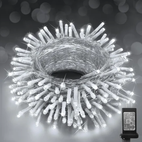 Vista 12 de KNONEW Guirnalda de luces de Navidad para interiores, 60 pies, 180 luces LED impermeables para exteriores, 8 modos de iluminación, función