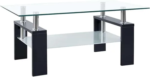 Vista 3 de Mesas de Centro para sala Juego de mesa de comedor negro y transparente de 37.4 x 21.7 x 15.7 pulgadas, vidrio templado, adecuado para dormitorios
