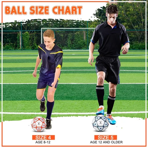 Vista 4 de Jenaai 4 pelotas de fútbol a granel con bomba y bolsa, pelota de fútbol desinflada, entrenamiento deportivo exterior para adultos y adolescentes