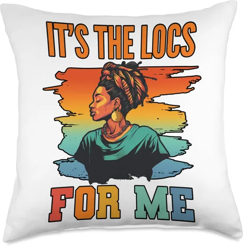 Vista 4 de Locs Afro Dreadlocks Love Natural Beauty Hair It's the Locs for Me Afro Hair Black American African Girl Throw Pillow, 16x16, Multicolor