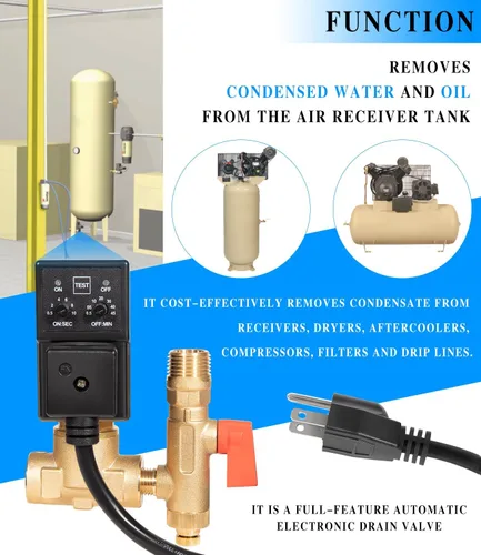 Vista 2 de Reemplazo para la válvula de drenaje electrónica automática Edv200 elimina el agua condensada y el aceite del tanque receptor de aire 1/4 NPT