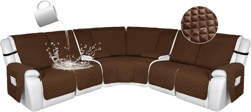 Vista 175 de HDCAXKJ Fundas de sofá seccional reclinable 100% impermeable, forma de L, funda de sofá reclinable lavable acolchada suave para mascotas, perro