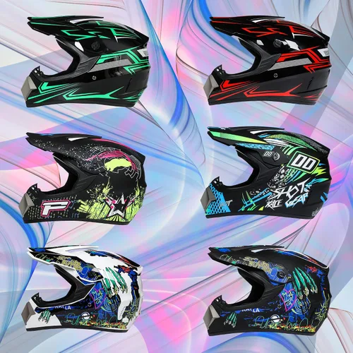 Vista 5 de Youth Sport Full-Face Helmet for BMX, Mountain Bike & Off-Road Motocross Helmet, DOT Certified Motorcycle Helmet for Dirt Bike & ATV, Lightweight