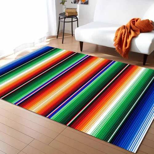 Vista 12 de Alfombra mexicana Serape de 2 x 3 pies, alfombra grande para interiores y exteriores con respaldo antideslizante, fácil de limpiar, perfecta