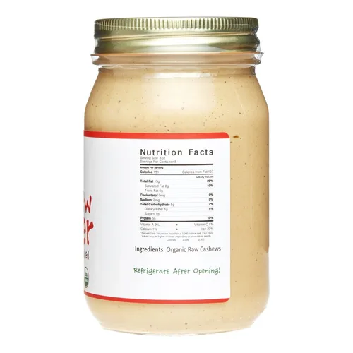 Vista 2 de Jiva Organics RAW mantequilla de anacardo orgánica 16 onzas tarro