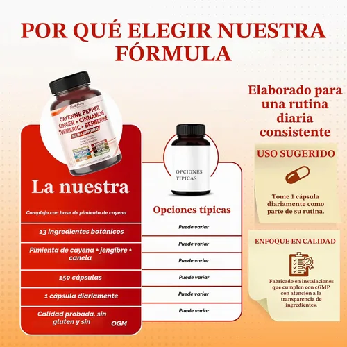 Vista 7 de Pimienta de Cayena, Jengibre, Cúrcuma, Berberina - Digestión, Apoyo para la Salud Intestinal