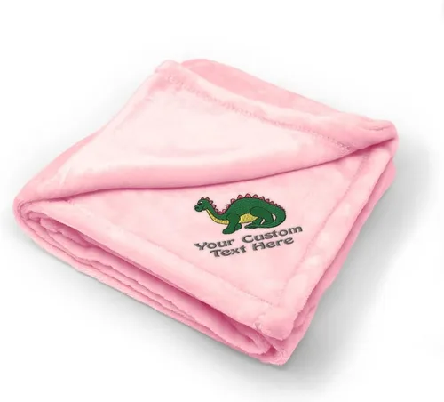Vista 6 de Fastasticdeals Mantas de bebé bordadas personalizadas para niños y niñas lindo dinosaurio