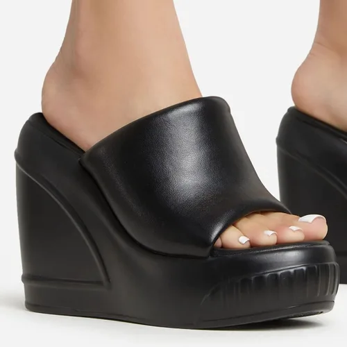 Vista 3 de Juliet Holy Sandalias de plataforma para mujer, puntera abierta, ligeras, sin espalda, sandalias deslizantes