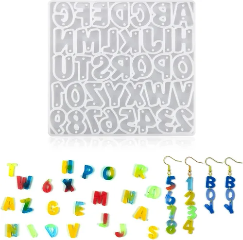 Vista 7 de Moldes de letras de resina, moldes de silicona para aretes, moldes
