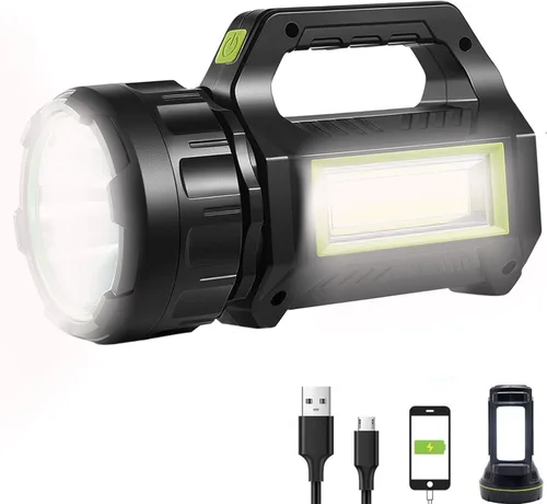 Vista 9 de Linterna LED recargable, foco LED, gran capacidad de potencia, 13000 lúmenes, 20 horas, espera ultra larga, 7 modos de luz, luz de trabajo